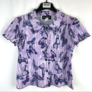 *SOLD Next Concept Y2K Purple Butterfly Cropped Top